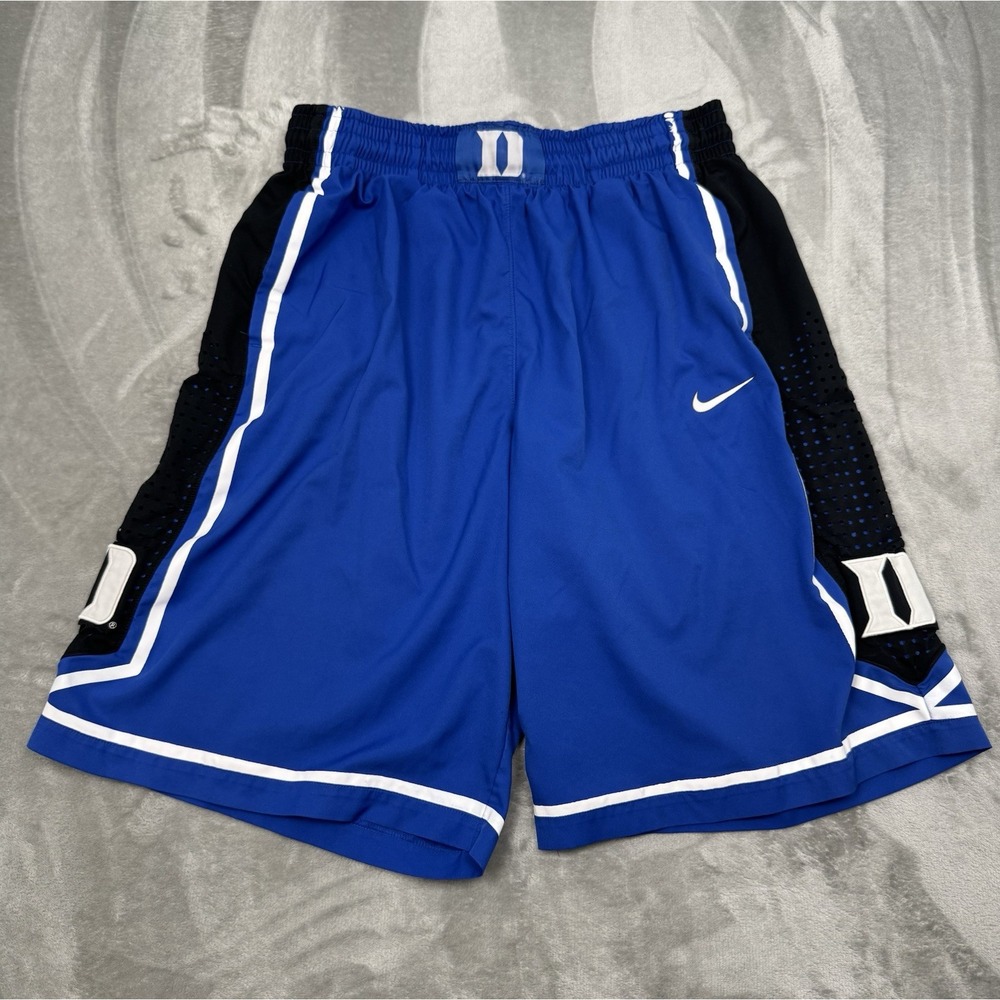 Nike Duke Blue Devils Basketball Shorts Mens XL Blue Black White Logo Drawstring